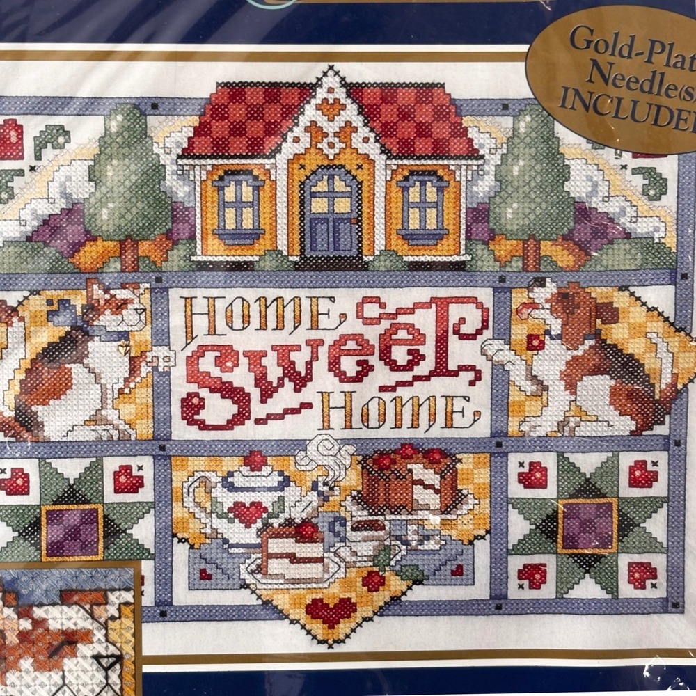 Bucilla Home Sweet Home Cross Stitch Quilt Kit Vintage 1999
